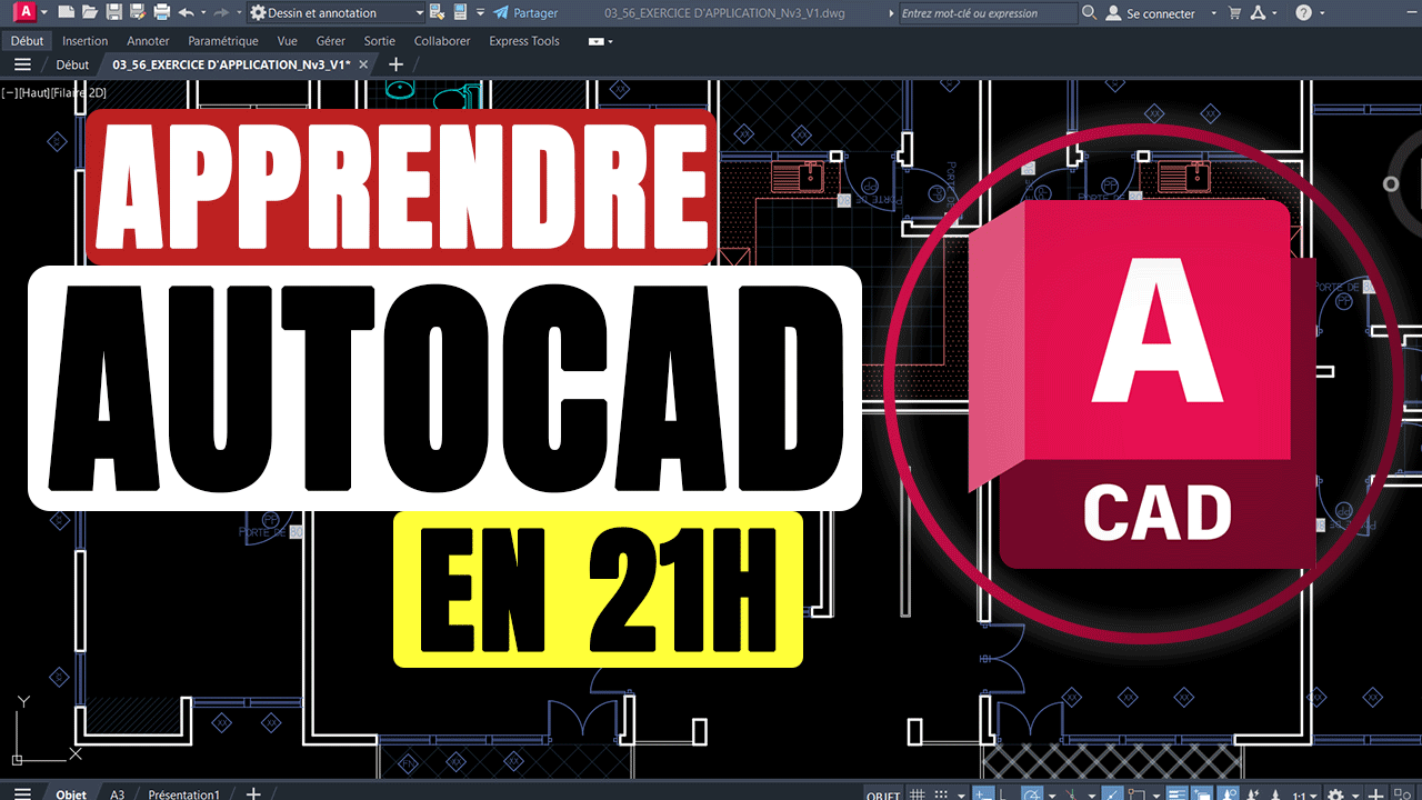 Apprendre AutoCAD 2D en 21 - Version 2024